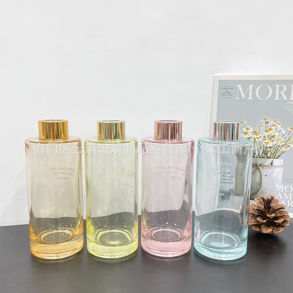 厂家批发200ML无火藤条玻璃香薰瓶香氛家居摆件简约彩色