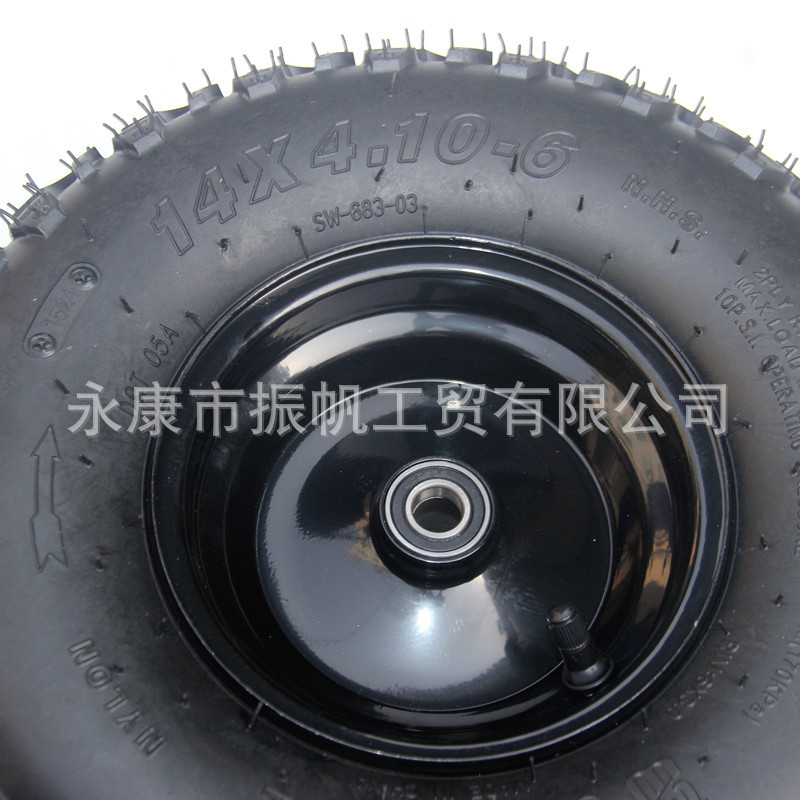 Four-Wheel Go-Kart Steering Wheel Electric Vehicle 14X4.10-6 Vacuum Off-Road Tire with 6002 Bearing Front Hub