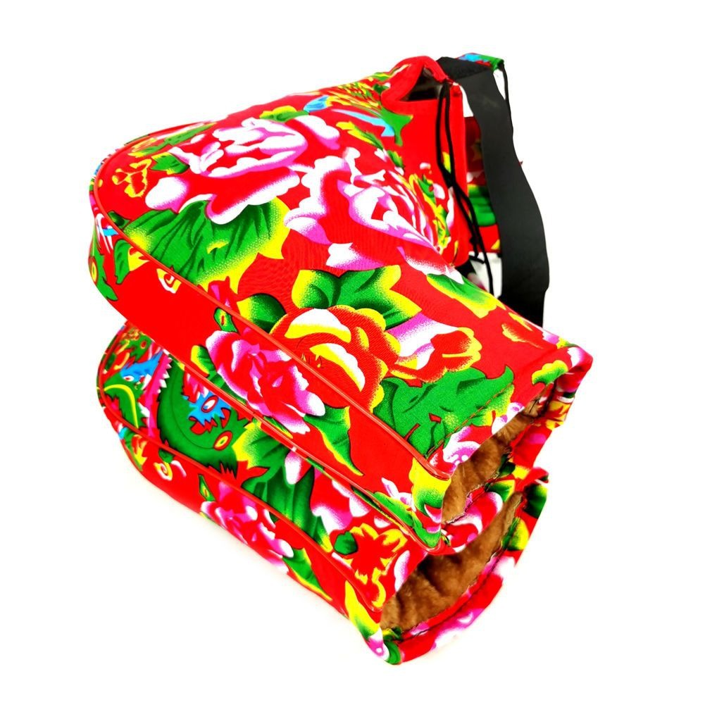 Winter Northeast Large Floral Motorcycle Gloves, Anti-Slip, Cold-Proof, Fleece-Lined, Thickened for Motorbikes and Tricycles