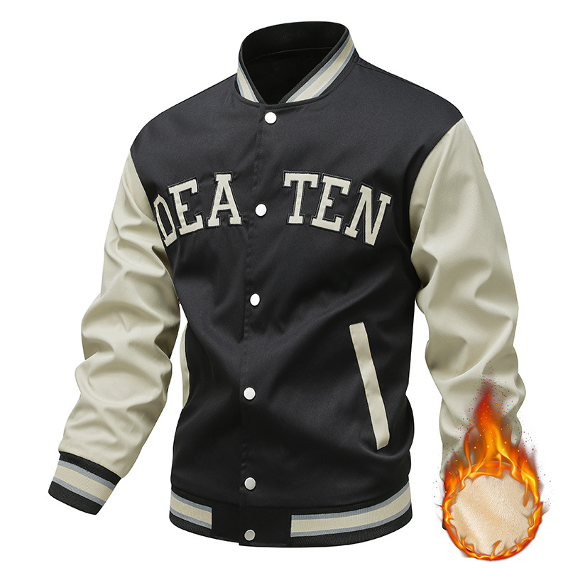Chaqueta de béisbol bordada para hombres para aumentar la tendencia americana de primavera y otoño cuello vertical chaqueta de pareja suelta