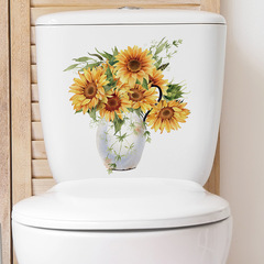 Import Sunflower Flower Toilet Paper Sanitary Ware Dorm Home Decor Wall Sticker Decal Self Adhesive Wholesale Cross-border