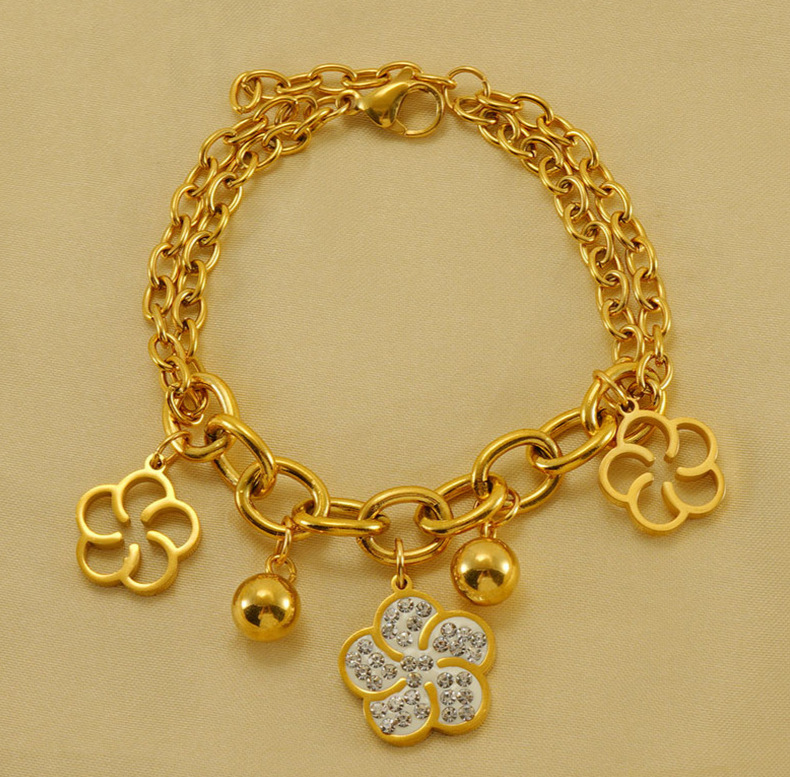 Stainless Steel Simple Style Flower Flowers Bracelets display picture 4