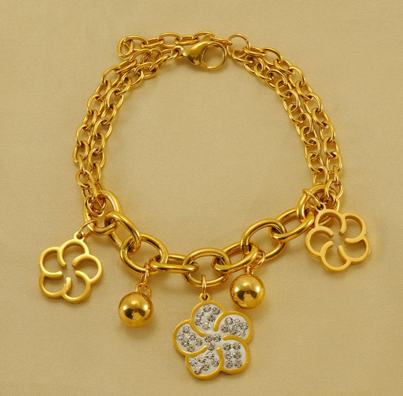 Holiday, Daily Occasion Stainless Steel Material Ion Plating (IP) Flower Stainless Steel Simple Style Waterproof Non Tarnish 304 Stainless Steel Bracelets