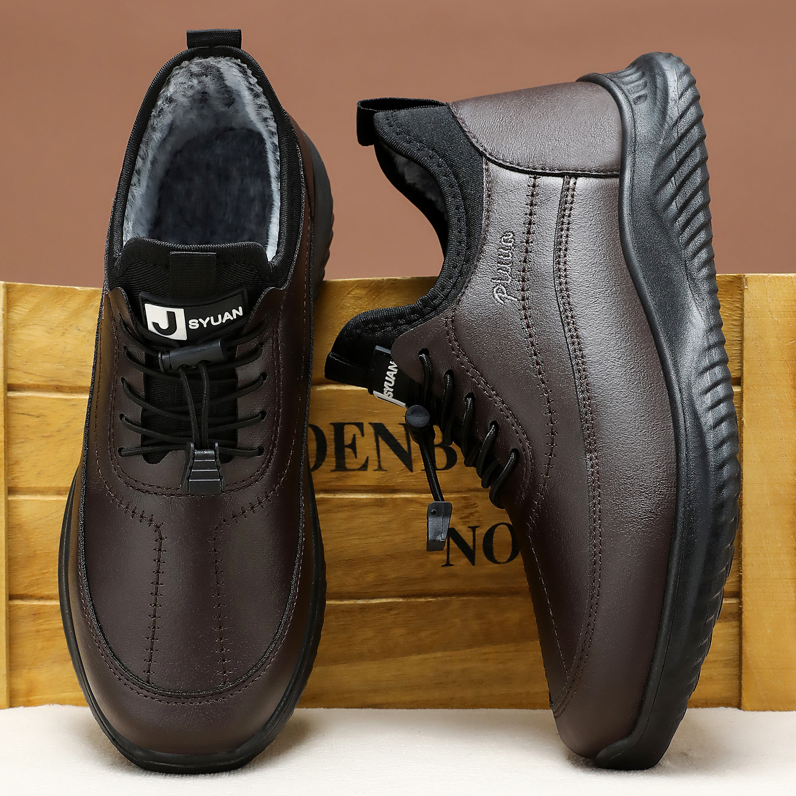 Zapatos de algodón de hombre, invierno, nuevas botas de cuero, botas de hombre con suela gruesa, calentamiento, botas de algodón gruesas, botas de nieve cómodas a prueba de frío