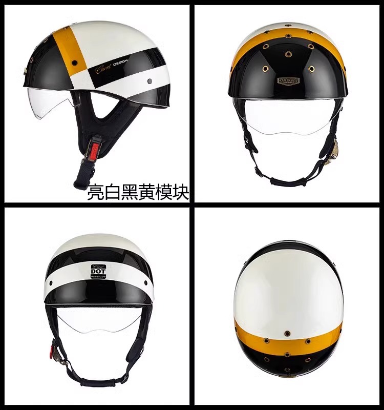 Motorcycle Summer Retro Half Helmet Breathable Cruising Helmet Electric Vehicle Ultra-Light Unisex Helmet 3C Certified