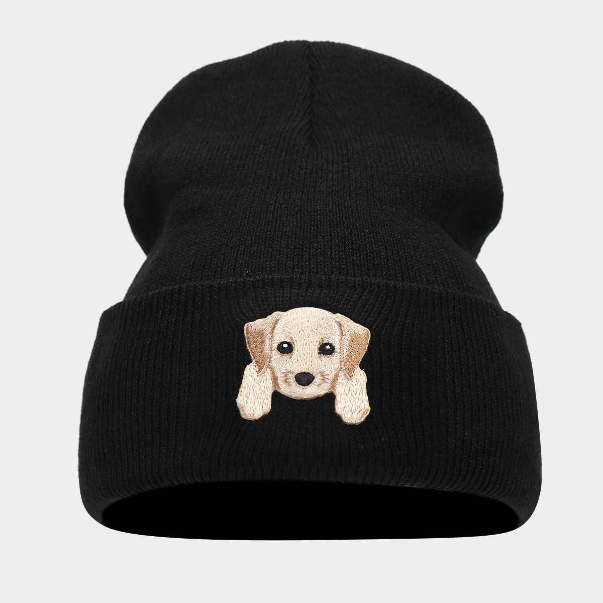 Ins lindo cachorro cabeza de pegatina sombrero de punto otoño invierno estilo callejero de la moda de la pelo sombrero pareja sombrero negro image 8