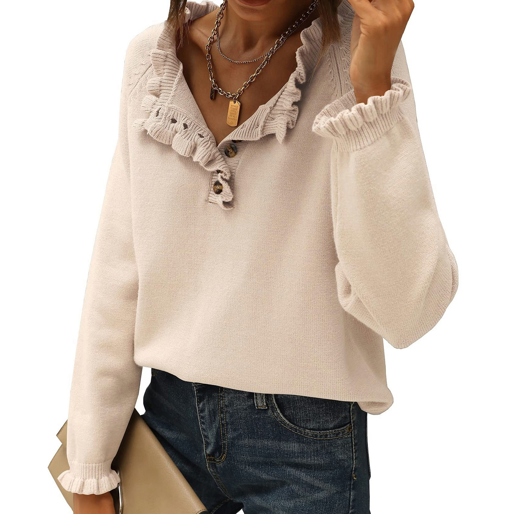 autumn knitted long-sleeve for leisure