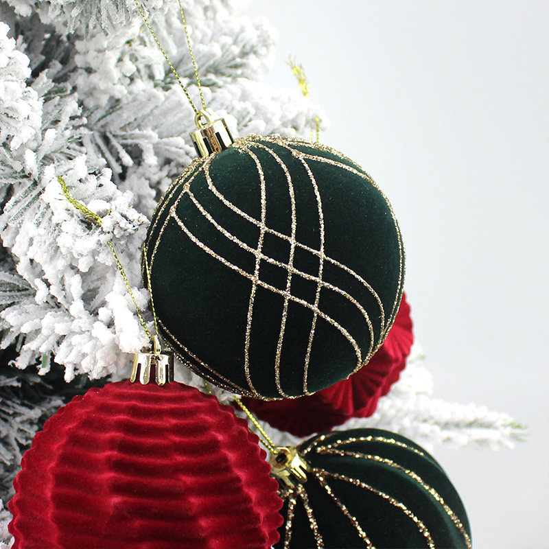 Bolas de Navidad flocado bolas de Navidad bolas de decoración de Navidad 8cm / 16pcs bolas de Navidad árbol de Navidad colgante de decoración de Navidad