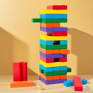Jenga Building Blocks Balance Wooden Strip Board Game Jenga Wooden Children's Educational Toy Game Parent-Child Interaction