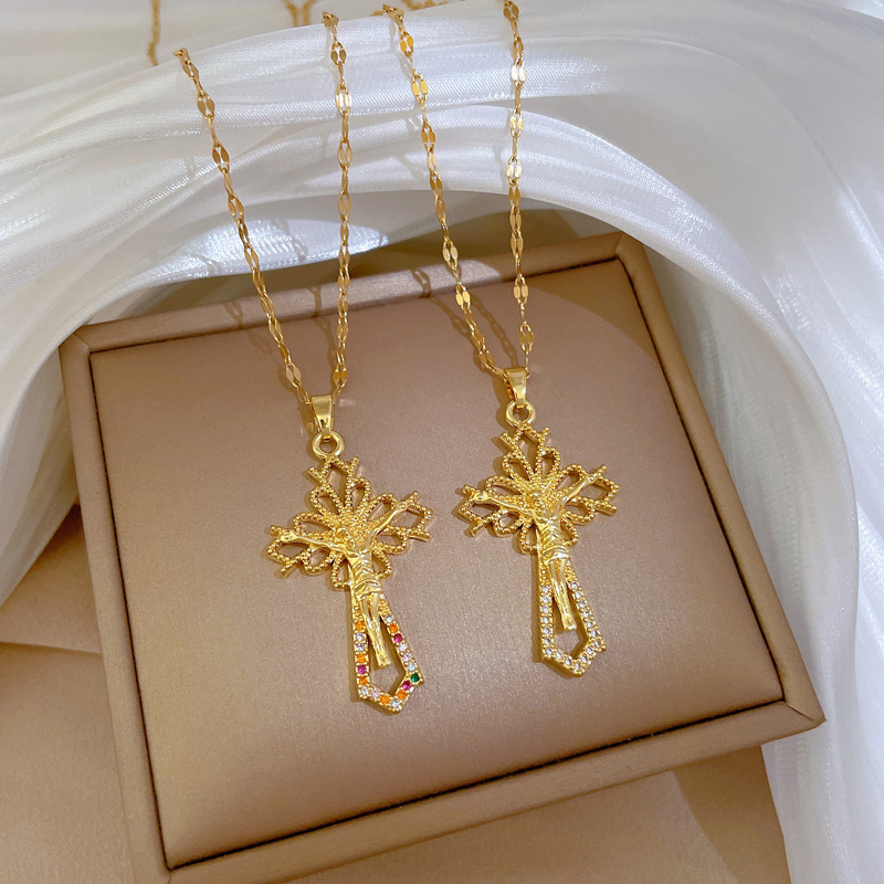 Collana a catena con micro diamanti per donna stile elegante_voghion.com
