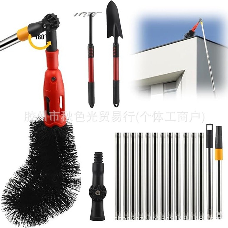 Cross-Border Multi-Angle Eaves Gutter Cleaning Tool with Extension Pole to Remove Ground Roof Leaves Tool Set