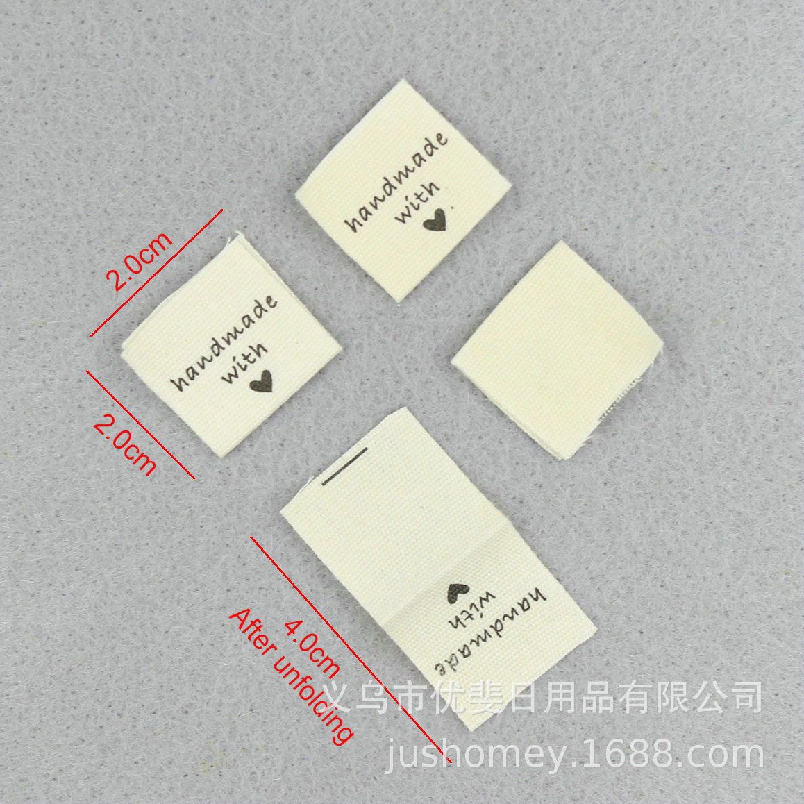 Etiqueta de tela hecha a mano con amor DIY accesorios de ropa hechos a mano etiqueta de tela tejida etiqueta lavada