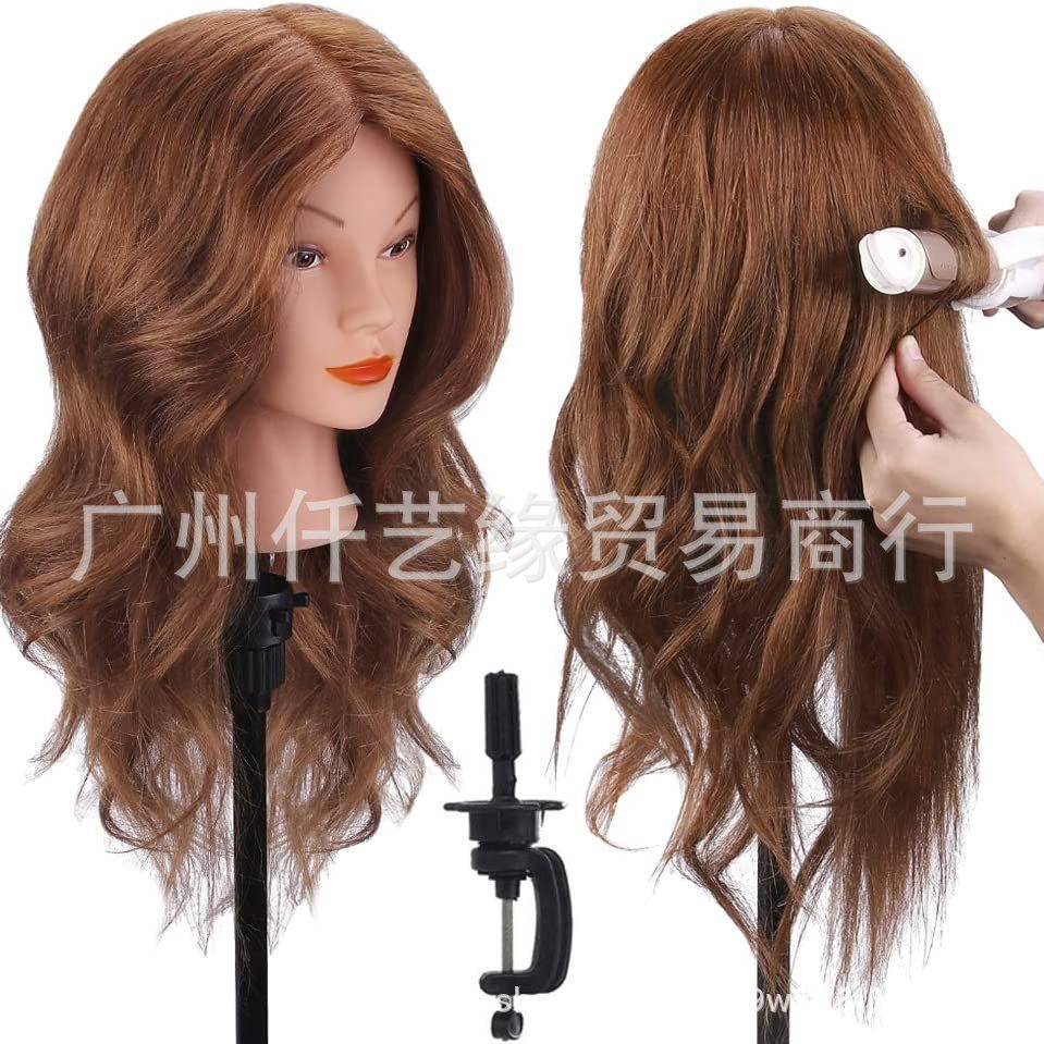 真发头模假人头真人发理发师用公仔头可烫染卷修剪造型拉直假人头