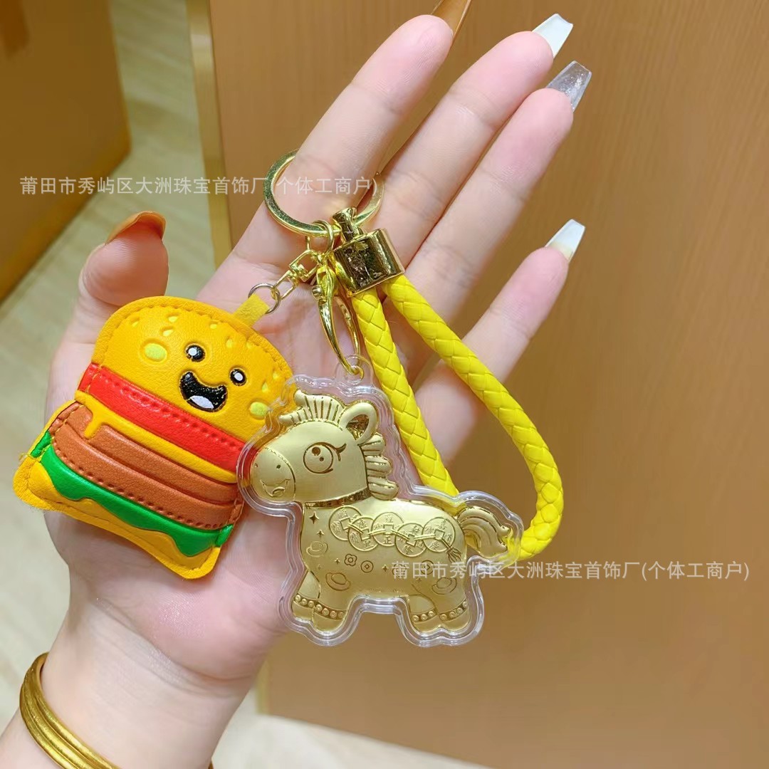 Año del Caballo de oro llavero de automóvil pequeño colgante 999 dinero de inmediato bolso llavero personalizado pequeño regalo