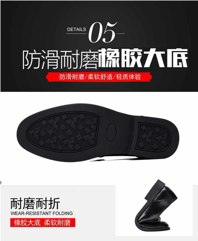 Giày da công sở nam mũi nhọn cổ thấp kiểu xỏ chân, đế cao su chống trượt, form rộng size lớn — S2115 màu đen chi tiết 11