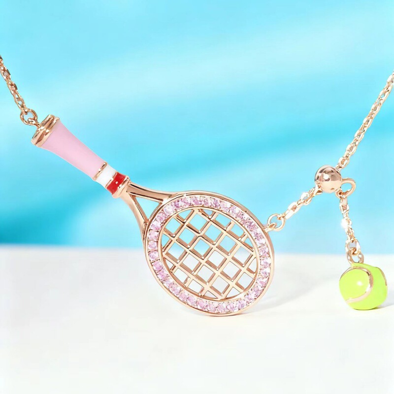 Tennis Racket Necklace, Niche, Exquisite, Romantic, Versatile, Sportswear Fashion Accessory, Gift for Best Friend's Birthday