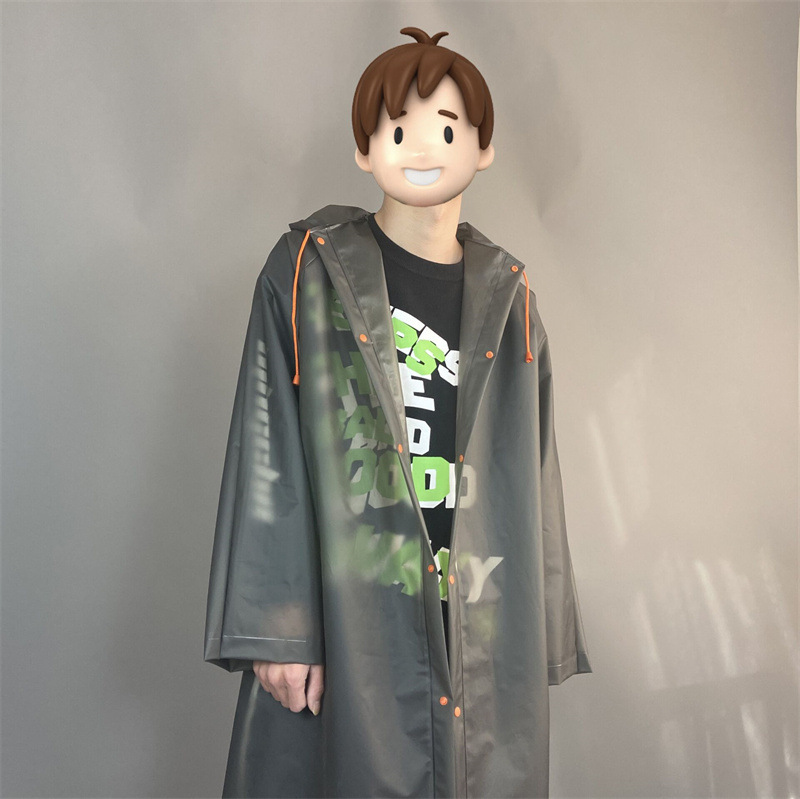 Trendy Grey eva Raincoat Long Full Body Single Men and Women Transparent Lengthened One-piece Adult Poncho Wholesale
