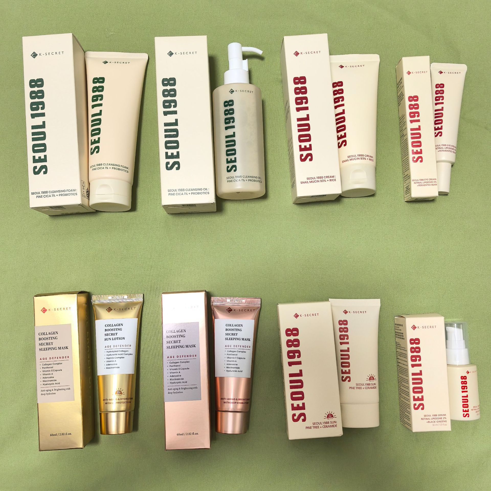 Cross-Border Exclusive Supply of Ksecret Seoul1988 Essence Eye Cream, Anti-Sunburn Snail Face Cream, and Full Range of Facial Cleansers