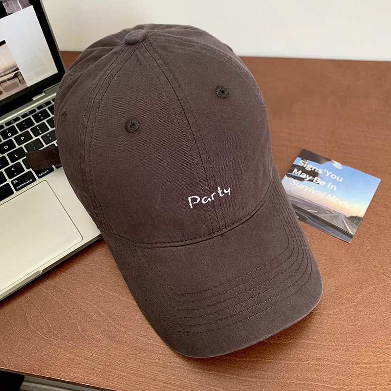 Sombrero de béisbol bordado amarillo para mujeres, sombrero de brillo amplio, sombrero de boca de pato, sombrero coreano, sombrero de cabeza grande