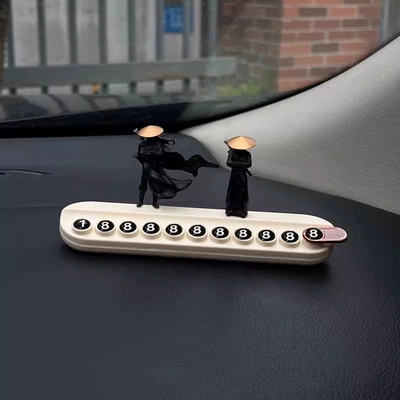 Chinese-Style Temporary Parking Sign Creative Martial Arts Master Car Phone Number Plate Interior Decoration (Nömrəli dayanma kartı) - sword-on-the-back-cloak-swordsman-beige-aromatherapy-stop-sign