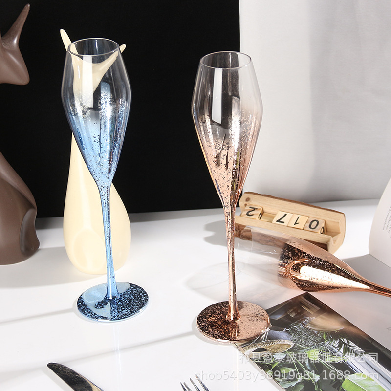 Taza de champagne de lujo ligero europeo, taza de vino de vidrio de alto valor creativo, taza de vino francesa