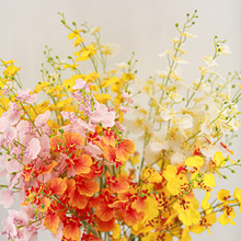 仿真花手感保湿跳舞兰长枝餐桌摆件家居文艺客厅装饰假花插花婚庆