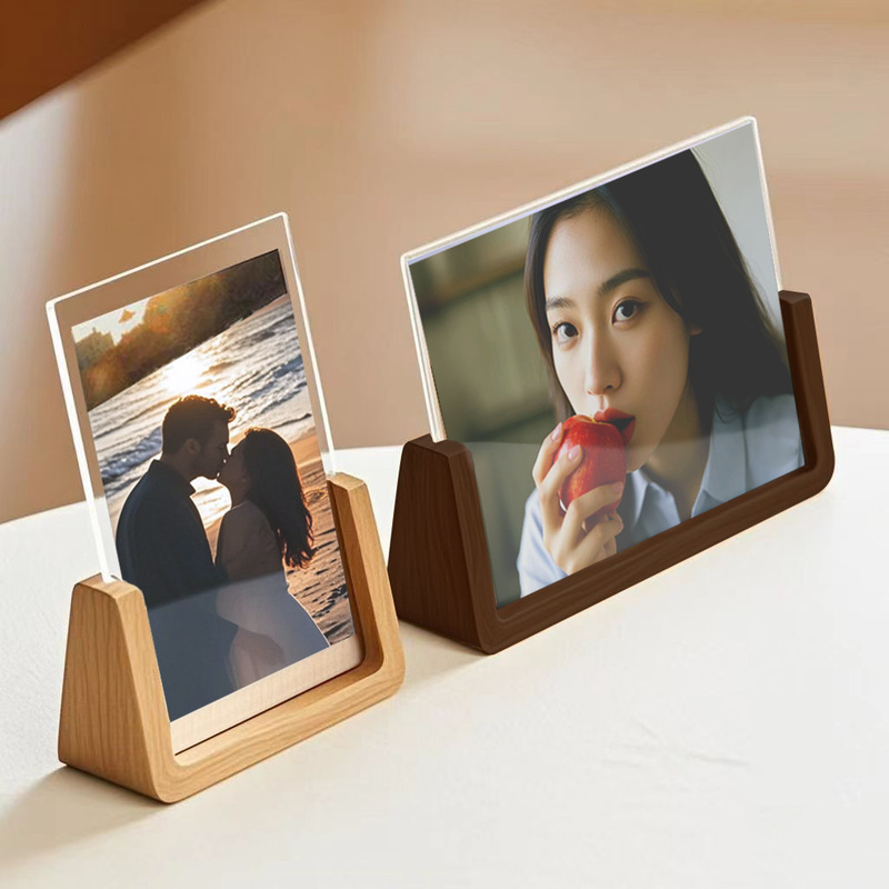 Solid Wood Photo Frame Display Stand U-Shaped Beech Wood Transparent Empty Frame Photo Creative Frame 678inch Acrylic Photo Frame Customization