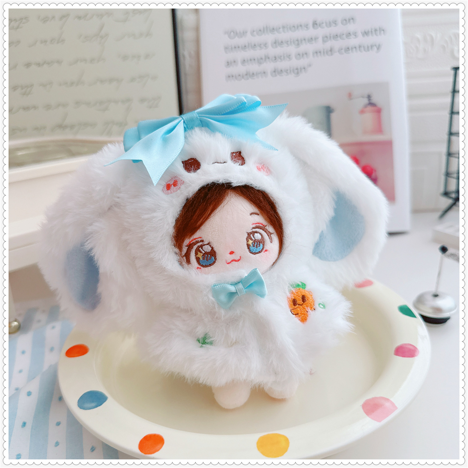 10cm棉花娃娃衣毛绒玩具挂件KT自嘲熊大笨狗换装兔子披肩斗篷替换