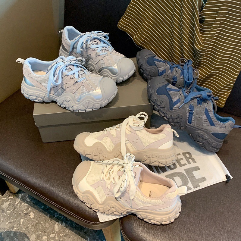 Genuine Leather Ugly Dad Shoes for Women 2025 Summer New Breathable Outdoor Hiking Sports Mountaineering Running Shoes for Women