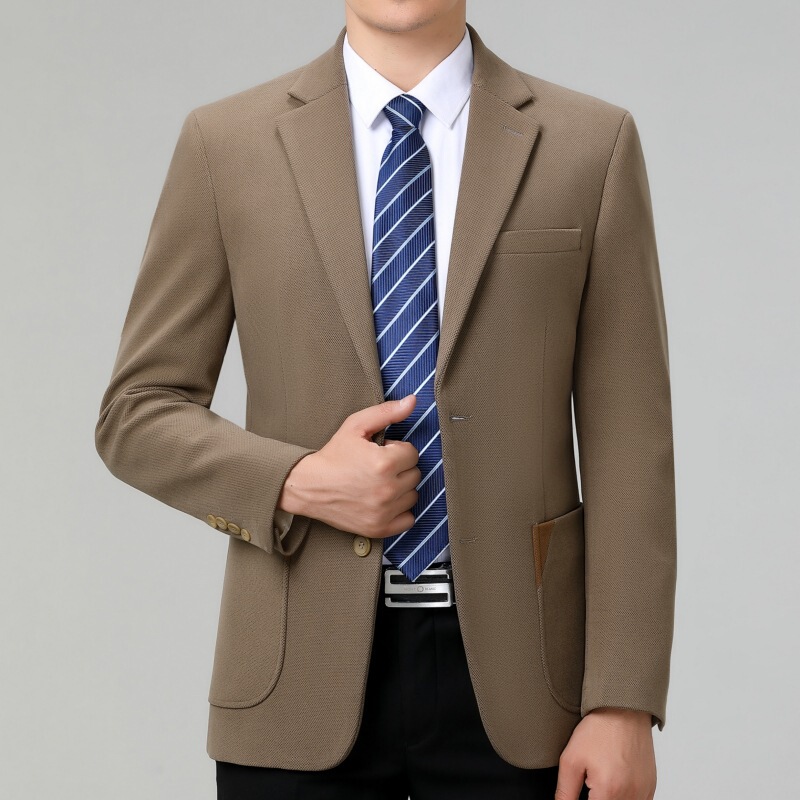 High-end Wool Suit Men's Single Jacket Autumn and Winter New Middle-aged Casual Suit Coat Wool Medium Thick Single Western Jacket