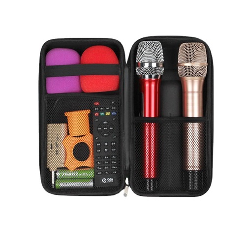 Microphone storage bag, one-to-two wireless microphone EVA bag, shock-proof and drop-proof zipper bag, wireless microphone storage bag
