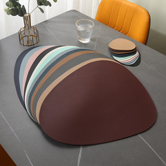 PU leather Nordic insulation placemat waterdrop shape PVC hotel household matching placemat coaster