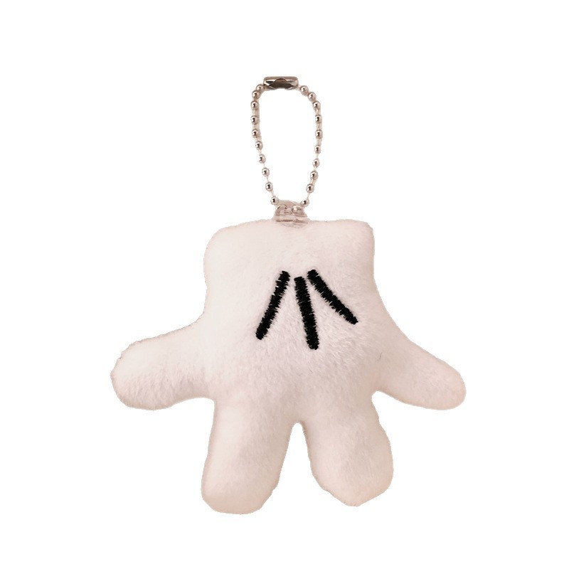 Muñeca rellena de algodón pequeña palma colgante creativo felpa guantes blancos colgante personalizado palma bolso llavero colgante
