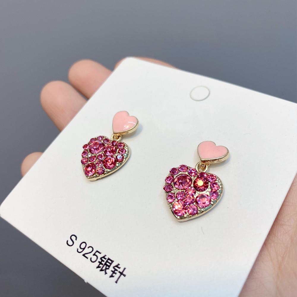 Pink Heart Fashion Diamonds Earrings