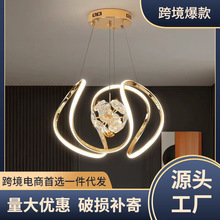 跨境铝材餐圆形吊灯灯具蒲公英个性水晶吊灯餐厅餐饮店饭厅吧台