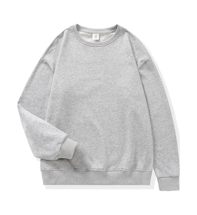 Camiseta de manga larga de algodón puro de color sólido para otoño e invierno, uniforme escolar de cuello redondo, sudadera promocional con logotipo impreso, uniforme de trabajo para grupos