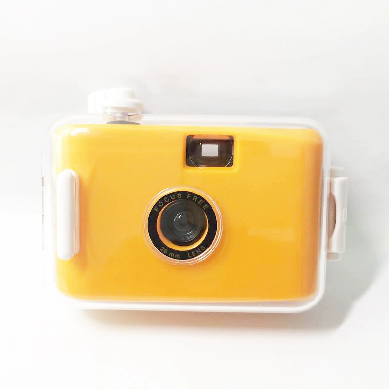 Yellow retro camera, small toy, science, Birthday gift
