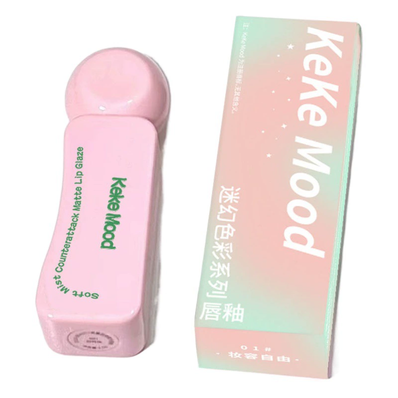 Kekemood психоделический цвет Глазурь для губ Матовая матовая поверхность Белый не легко приклеивается Чашка глазурь для губ Губная помада студент Доступное для женщин