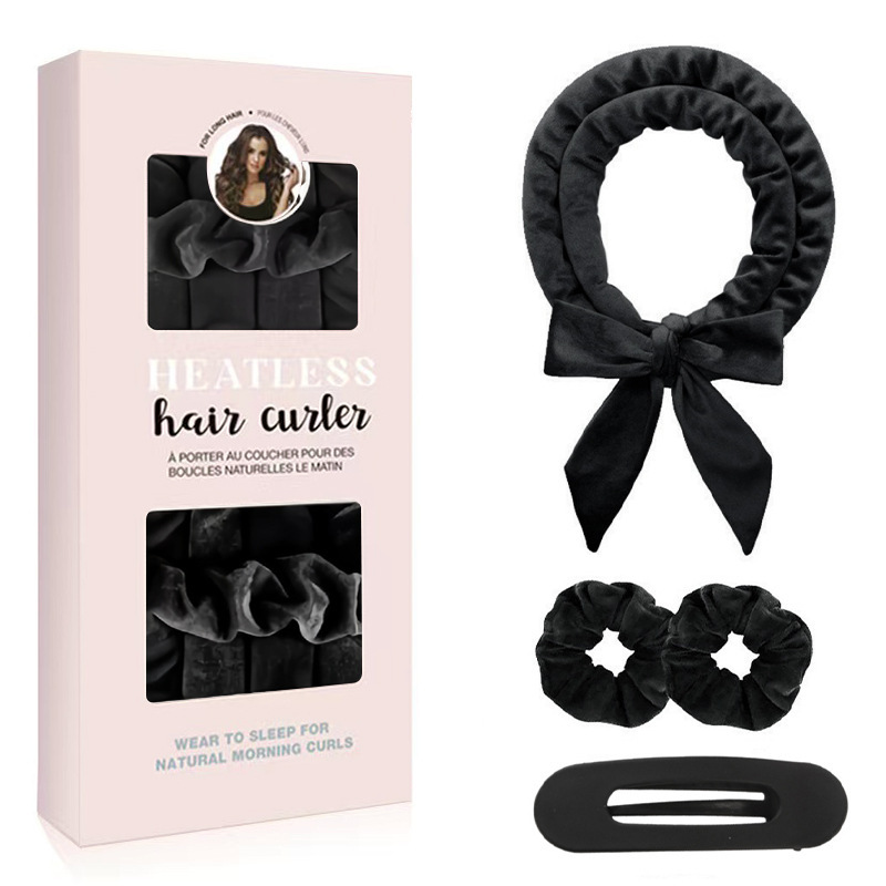 Cross-Border Heat-Free Curling Iron Amazon Bow Hairband Hair Curler Lazy Sleep Big Wave Curling Hairband Artifact