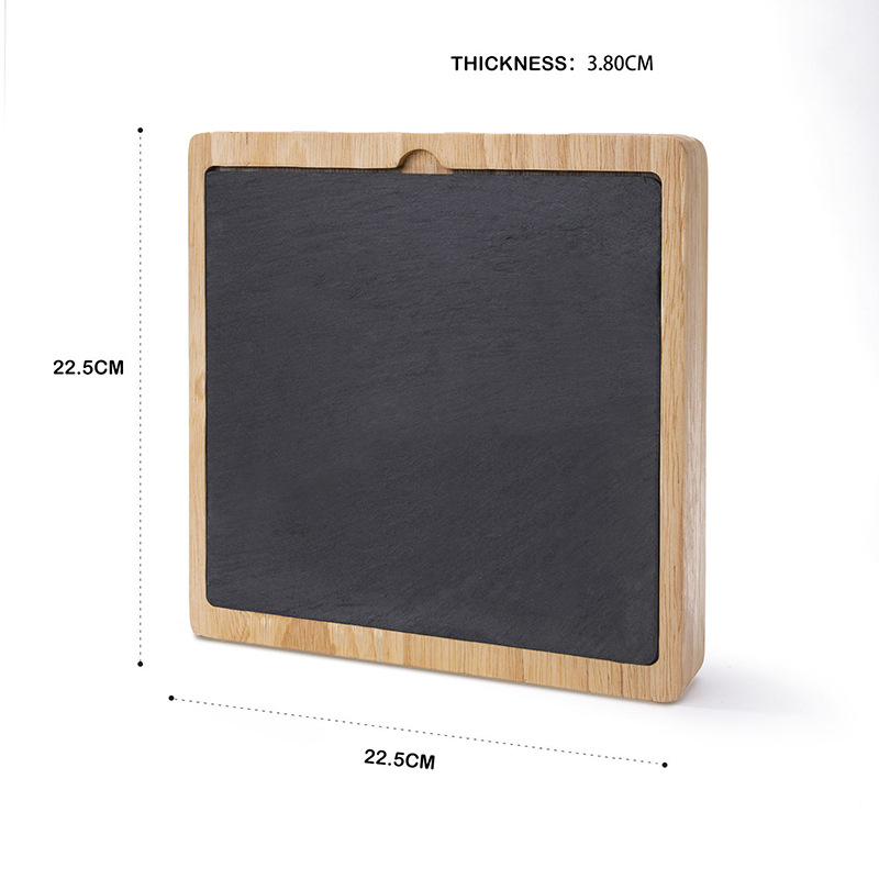 Tabla de madera multifuncional con cuchillo y tenedor tabla de queso de pizarra para fiesta casera snack creativo plato de frutas