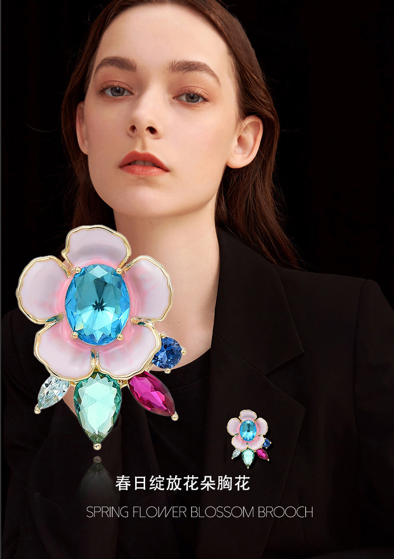 High-grade enamel texture flower magnetic buckle high-grade corsage drop oil spring bloom flower magnet buckle accessories wholesale
