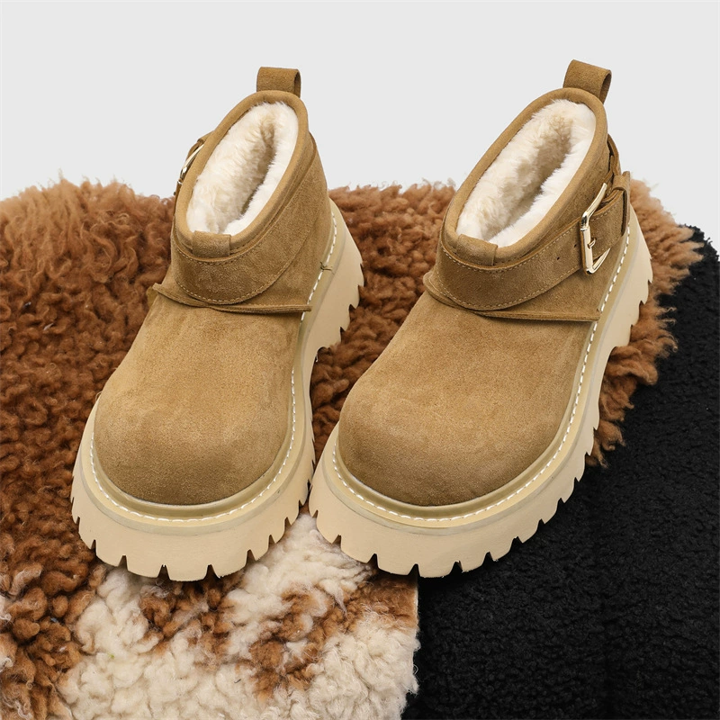 Толстые сапоги 2024 зимние новые туфли Микки с большой головой плюс бархатные и холодостойкие пары увеличивают снежные сапоги