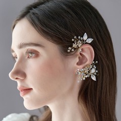 时尚新娘耳饰花朵精美耳环小众高级感无耳洞耳骨夹女轻奢耳挂批发