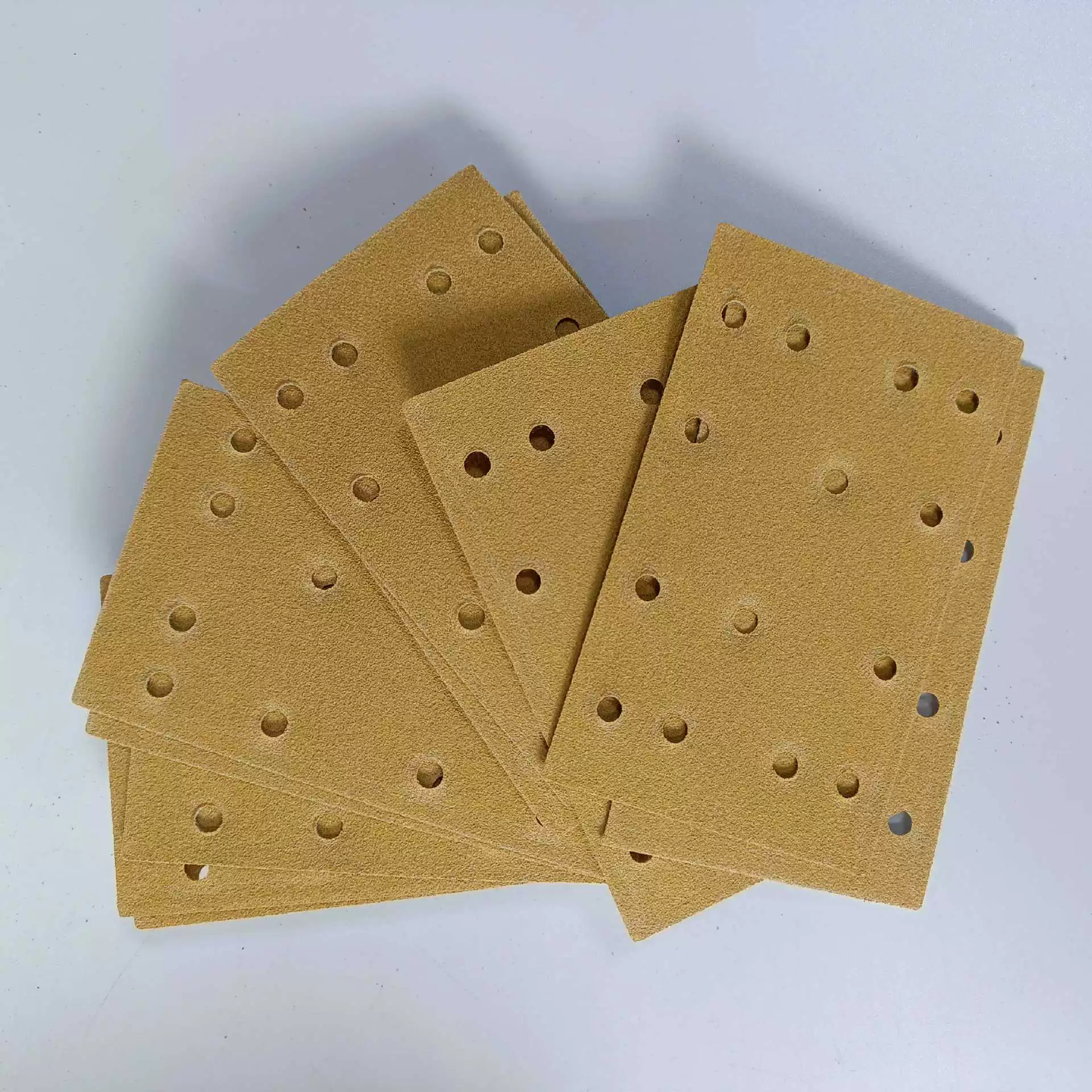 Factory wholesale 14-hole rectangular back suede self-adhesive yellow velvet sandpaper track-type hand-held sander grinding paper