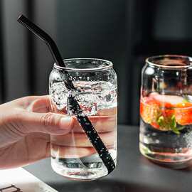 创意玻璃杯可乐杯透明吸管水杯套装批发果汁高颜值喝水杯