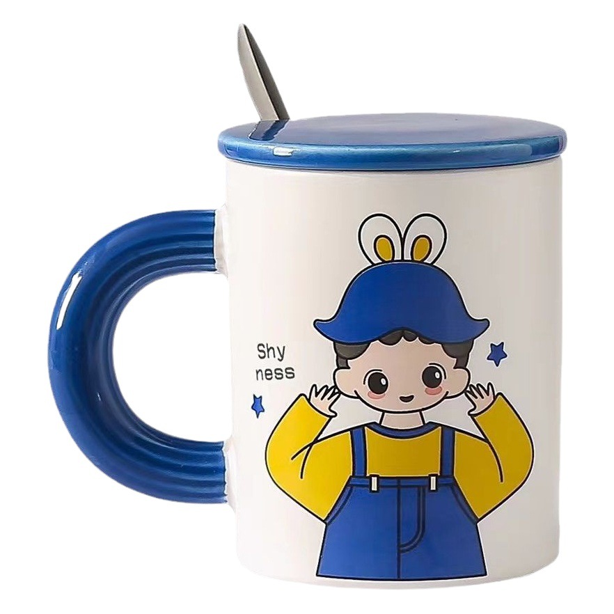 Caja de regalo de la taza de la pareja de niños y niñas de dibujos animados creativos de alta apariencia traje de regalo de San Valentín taza personalidad