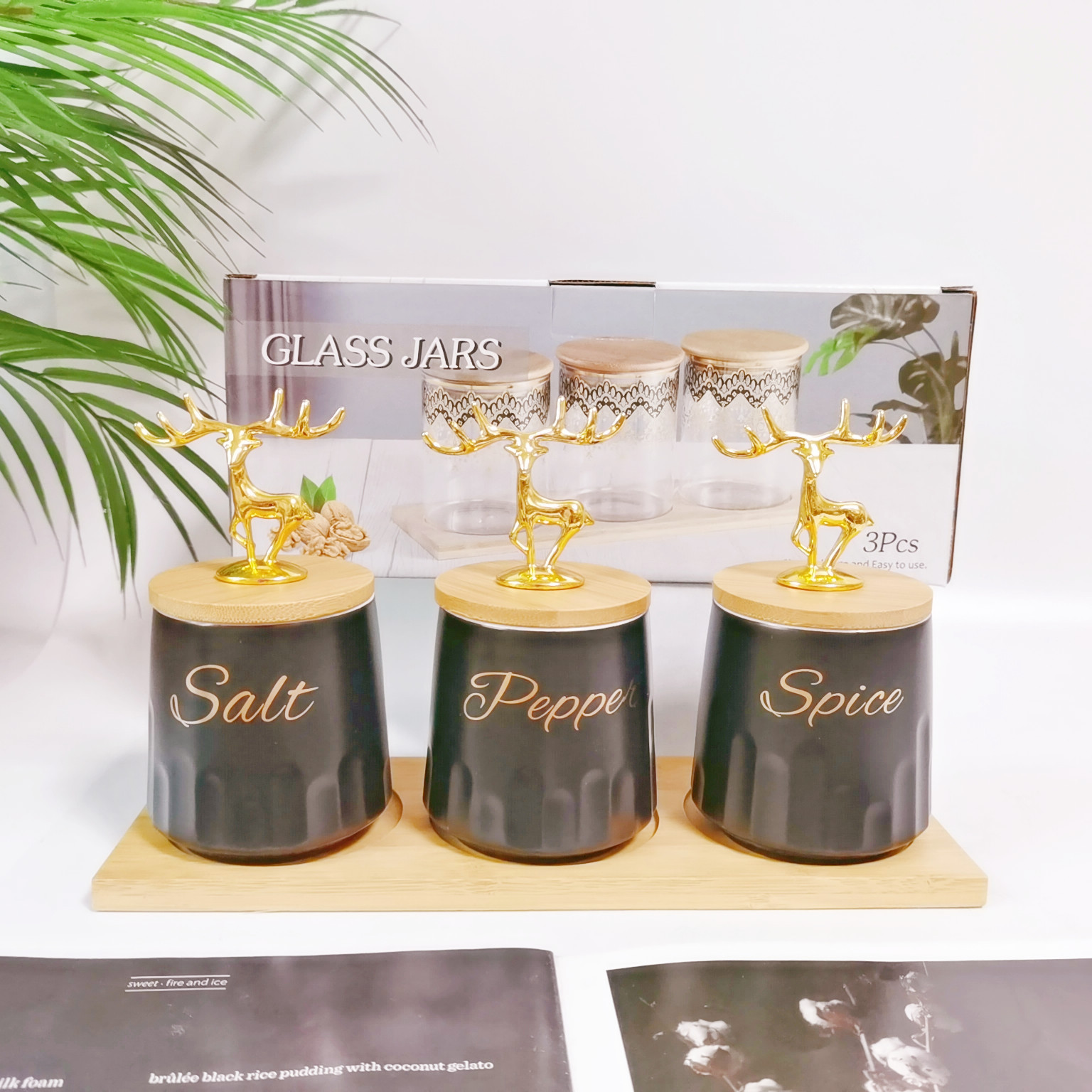 Exportación transfronteriza cerámica sellado tarro traje cocina condimento tarro multi-grano almacenamiento tarro café tarro de té tarro de azúcar