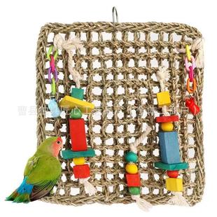 Square Straw Hand-Woven Mat Pet Lizard Hammock Straw Mat Straw Small Pet Climbing Net Mat