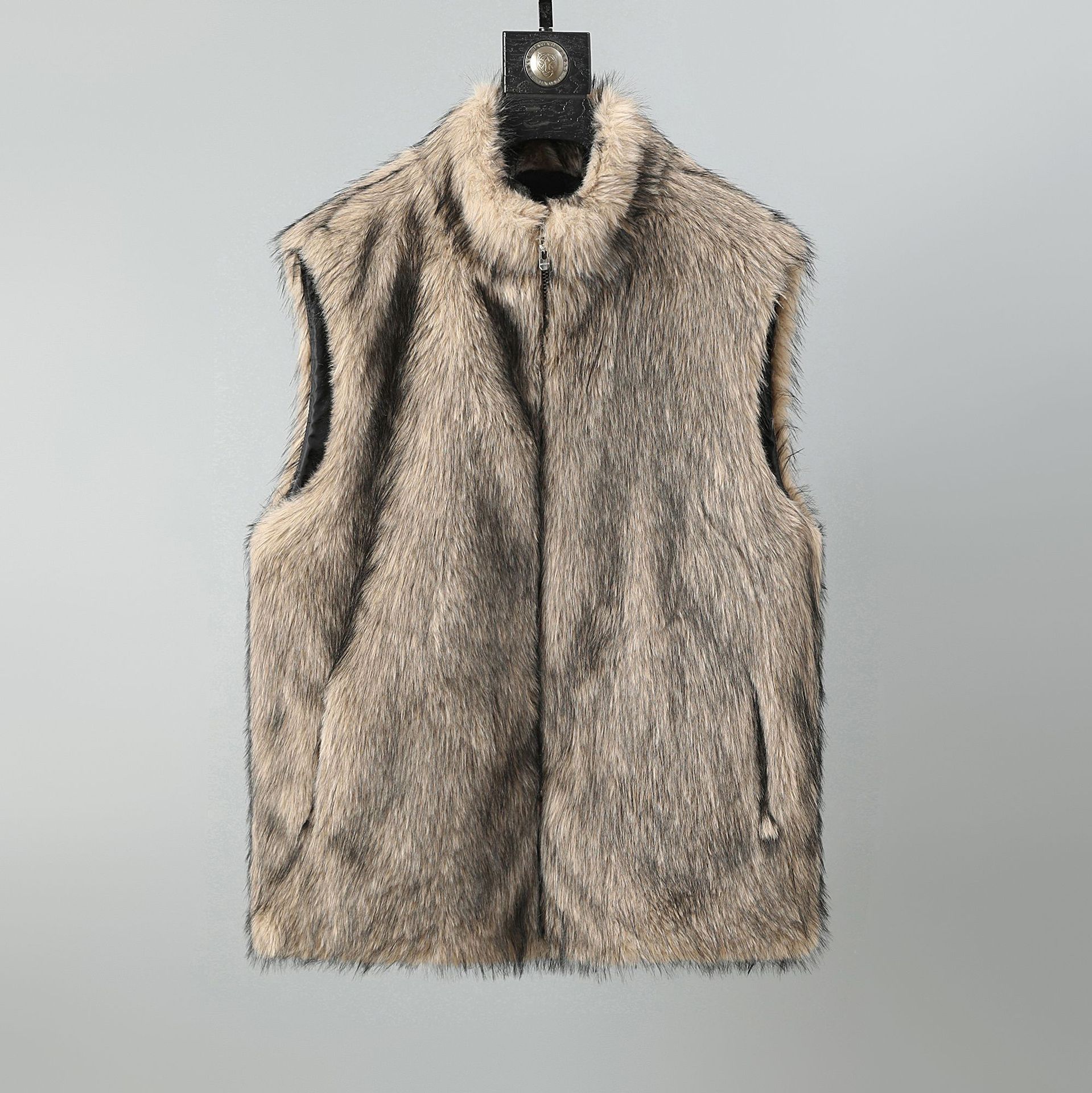 佐丹利保罗2025年秋冬新款貂绒男士立领马甲加绒休闲潮流坎肩-065