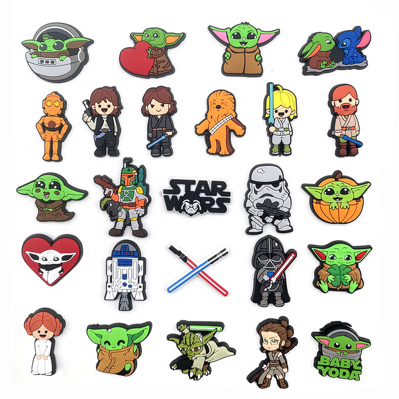 Hot Star Wars Cartoon Personality Cave Shoes Shoes Flower Shoes Buckle PVC Soft Rubber Croc Decoration Wholesale